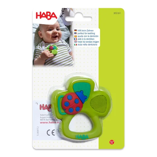 Vista 6 de HABA Lucky Shamrock - Mordedor de silicona seguro y juguete de agarre para desarrollo y juego sensorial para bebés de 6 meses en adelante, apto