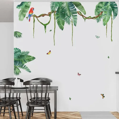 Vista 3 de wondever Calcomanías de pared de hojas de palmera, hojas tropicales