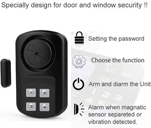 Vista 7 de HENDUN Alarma de puerta al aire libre con teclado remoto, impermeable IP67, alarma de puerta de piscina enterrada, sensor de alarma de puerta, 140