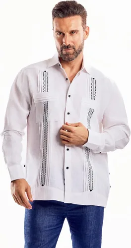 Vista 2 de Mojito Collection Camisa Guayabera 100% lino de manga larga para hombre