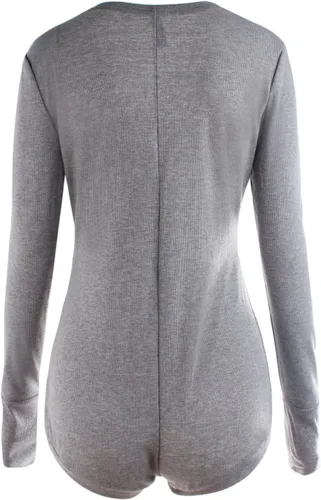 Vista 6 de Moxeay V-Neck One Piece Bodysuit Long Sleeve Bodycon Rompers Overall