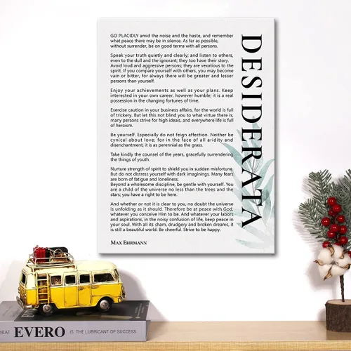 Vista 5 de Lienzo inspirador para pared, diseño motivacional de Desiderata, lienzo de literatura positiva, pintura en lienzo para oficina, hogar, decoración