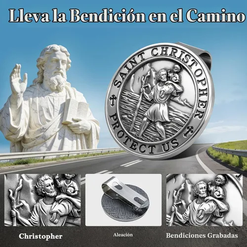 Vista 5 de Medalla de San Cristóbal de PloreWay para Coche, Metal