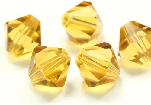Vista 2 de Adabele - 200 cuentas de cristal bicono sueltas y facetadas pequeñas de 0.16 pulgadas, color ámbar, compatibles con cristales de Swarovski 5301/5328