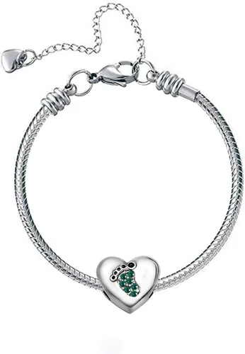 Vista 3 de KunBead Huellas de corazón con cuentas de cristal para niñas, cumpleaños y cumpleaños, Cristal