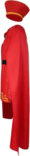 Vista 7 de Disfraz de anime Lord Farquaad Cosplay Farquaad, sombrero rojo, bata, uniforme de caballero, disfraz de Halloween para adultos y niños