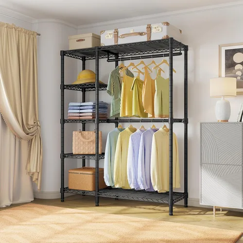 Vista 8 de VIPEK V7 Perchero para Colgar Ropa de Servicio Pesado Perchero con Estantes, Percheros de Armario Portátiles Percheros de Ropa de Metal de 5 Niveles