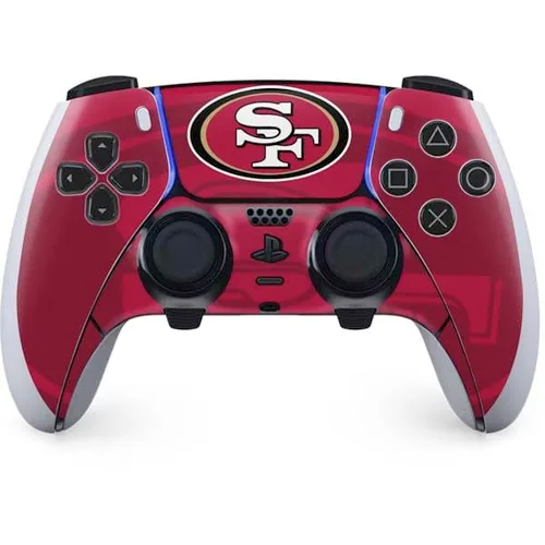 Vista 8 de Skinit Decal Gaming Skin Compatible with PS5 DualSense Edge Pro Controller - Officially Licensed NFL San Franciso 49ers Black & White Design