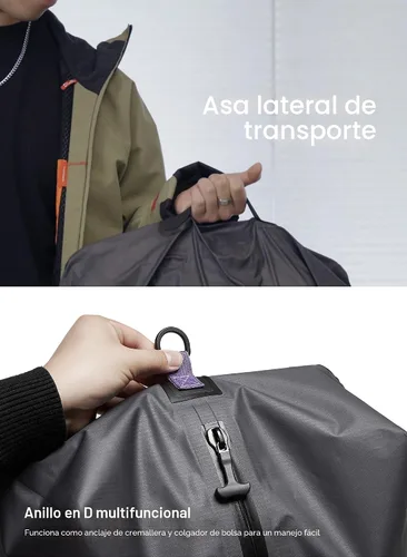 Vista 7 de Black Voyage Bolsa de Viaje Reutilizable de Compresión al Vacío para Maleta de Mano y Mochila, Reciclada IP67 Impermeable Ahorradora de Espacio Gris