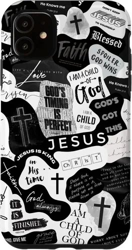 Vista 8 de Funda estética para iPhone 16 con versículos bíblicos cristianos, frases positivas