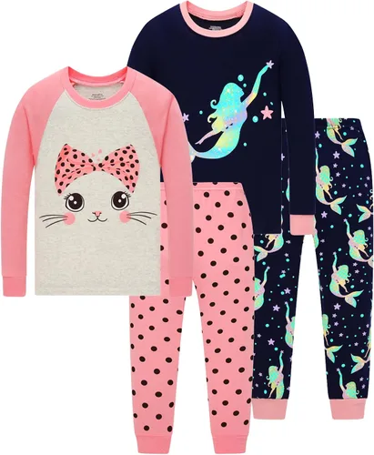 Vista 11 de Dolphin&Fish pijama suave para niños y niñas, 100% algodón, pijama de manga larga para niños 4p Dino