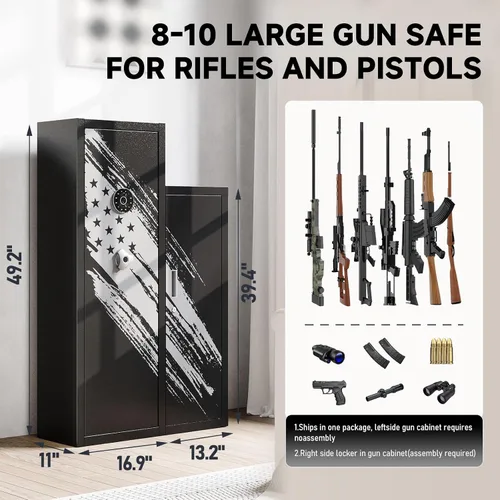 Vista 2 de KAER 8-10 Armario de Seguridad para Armas, Armario de Seguridad Grande para Rifles y Pistolas, Armario de Seguridad para Armas de Rifle de Acceso