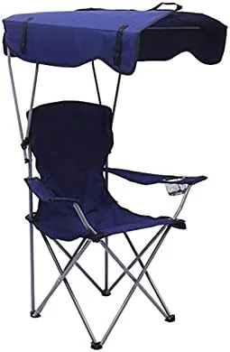 Vista 10 de Portable Outdoor Folding Chair with Canopy - Lightweight Beach, Camping & Fishing Chair - UV Protection, Sunshade, Easy to Carry - Royal Blue