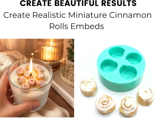 Vista 3 de Molde para miniaturas de rollos de canela - Molde de silicona para mini rollos de canela incrustados. Para decoraciones de velas, joyería, mini