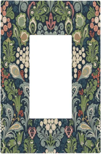 Vista 87 de William Morris Floral Boho Azul Medianoche Azul Bohemio Flor 1 Banda Dúplex Cubierta de Salida Decorativa Receptáculo Único Interruptor Eléctrico