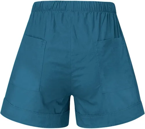 Vista 5 de sentmoon Bermudas para mujer, cintura elástica, pantalones cortos deportivos de entrenamiento de talla grande, pantalones de verano ligeros y sólidos