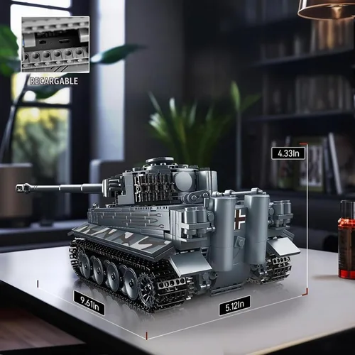 Vista 6 de Mould King MOC - Bloques de construcción de tanque de tigre, control remoto por aplicación, kit de bloques de construcción de modelo de vehículo