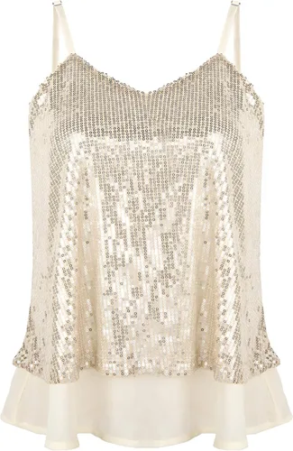 Vista 3 de Camiseta sin mangas de lentejuelas brillantes para mujer, chaleco de lentejuelas brillantes, chaleco de lentejuelas para fiesta de Navidad