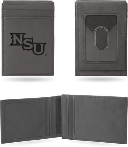 Vista 31 de Rico Industries NCAA - Cartera de bolsillo frontal grabada con láser gris, compacta, cómoda, delgada