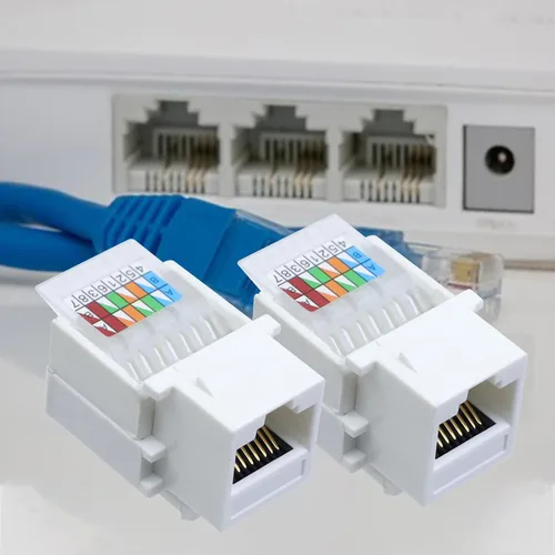 Vista 4 de Antrader Adaptador de conector Keystone RJ45 Cat5e sin herramientas, conector de módulo Keystone, para red de Internet, cable LAN Ethernet