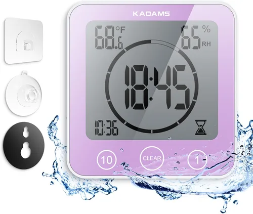 Vista 12 de KADAMS - Temporizador digital con alarma, impermeable para pulverización de agua para baño, regadera, cocina, temporizador táctil, visualización