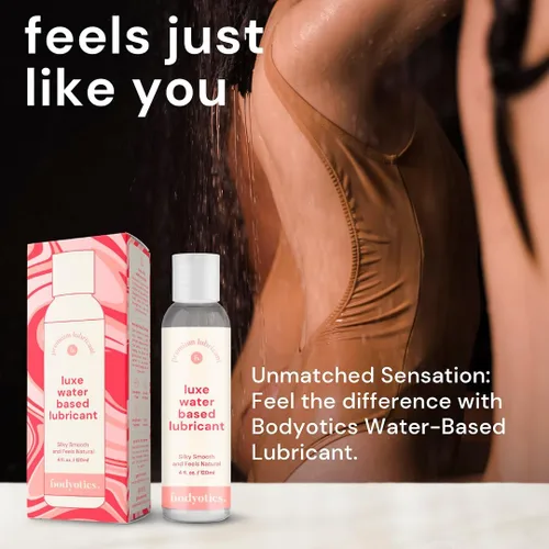 Vista 3 de Bodyotics Lubricante a base de agua, versátil, sensación natural, juguete y apto para todas tus aventuras, juego acuático y comestible, fabricado