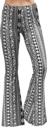 Vista 2 de Daisy Del Sol - Pantalones de yoga cómodos y elásticos de cintura alta, estilo boho de los 70 con parte inferior acampanada
