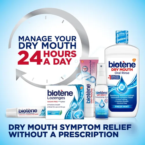 Vista 11 de Enjuague bucal Biotene para boca seca, refresca el aliento y tratamiento para boca seca, sabor menta fresca - 2x33.8 fl oz