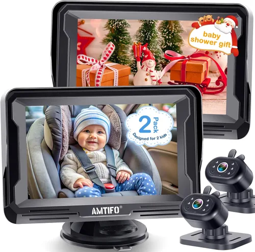 Vista 10 de AMTIFO Cámara para Bebé de Coche Fácil Instalación: Visión Nocturna Clara 2 Minutos Plug-Play Cámara de Asiento Trasero Rotación 360° Monitor