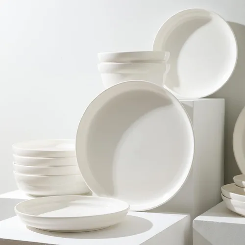Vista 3 de Stone Lain Virtuo - Juego de platos llanos de porcelana (4 piezas), color blanco
