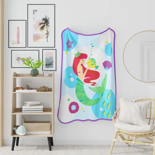 Vista 2 de The Little Mermaid Ariel - Ropa de cama para niños, manta de felpa suave de micro raschel, 46 x 60 pulgadas, (producto oficial de Disney) por Franco