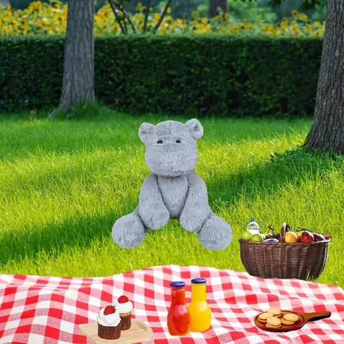 Vista 7 de Juguete de peluche de hipopótamo gris, juguete de peluche suave para niños y niñas, regalos para niños o novia, 8.5 pulgadas
