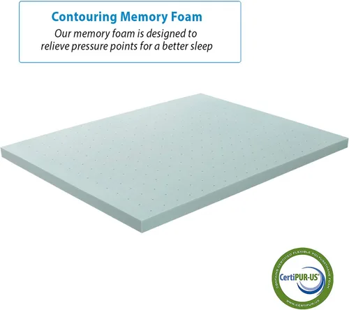 Vista 6 de Nestl Cubrecolchón de espuma viscoelástica con infusión de gel, protector de colchón de diseño ventilado, 2 pulgadas, tamaño individual, azul