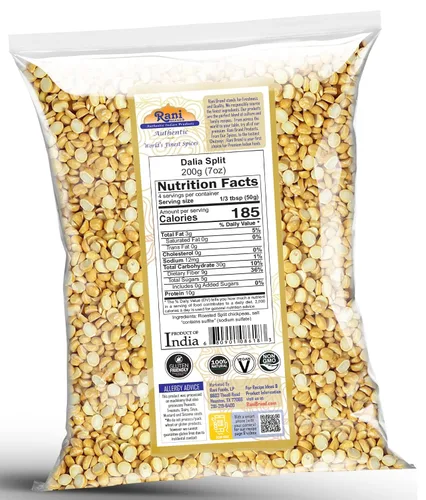 Vista 2 de Rani Daliya Split (Garbanzos partidos asados Dalia) 7oz (200g) ~ Todo natural Vegano Origen indio