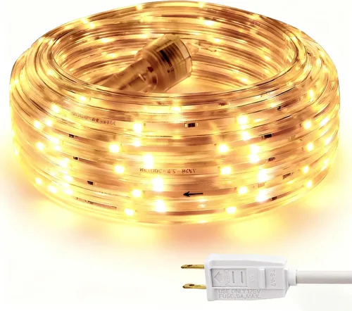 Vista 12 de Tira de luces LED blancas frías de 16.4 pies, 5000 K, para exteriores, 120 V IP65, plana Luz diurna