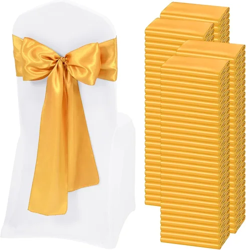 Vista 16 de 60 bandas de satén color burdeos para silla, diseño de lazos, para decoración de sillas de Acción de Gracias, boda, Navidad, banquetes, fiestas