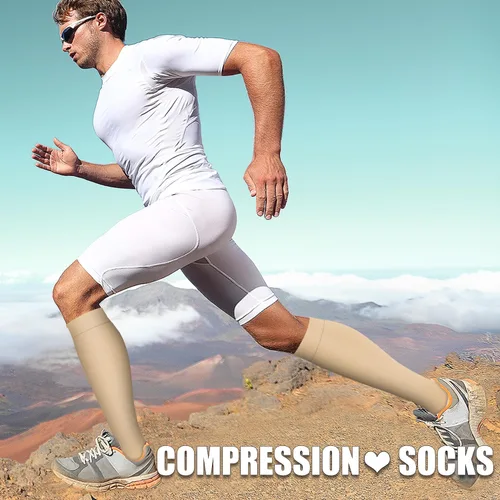 Vista 112 de Paquete de 3 pares de calcetines de compresión médica para mejorar la circulación de mujeres y hombres, para correr, hacer deporte y amamantar