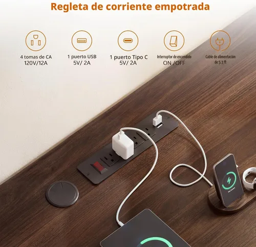 Vista 6 de Escritorio de pie en forma de L de 67 pulgadas con cajones Blanco