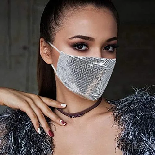 Vista 6 de Uoudio - Cubrebocas con cristal y diamantes de imitación, moderno y reutilizable para mujeres y mascarada