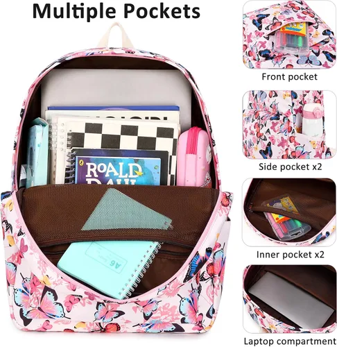 Vista 5 de Joyfulife Mochilas para niñas, mochilas para niños, mochilas para adolescentes, mochila para estudiantes escolares con lonchera, bolsas para lápices
