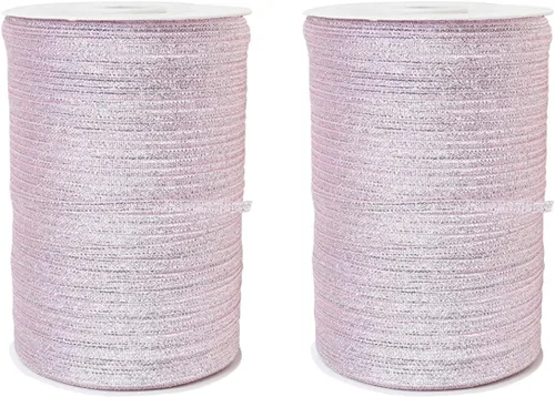 Vista 13 de ECYC 2 cintas metálicas con purpurina de 20 yardas de 1/8 pulgadas (0.118 in), cinta decorativa para envolver regalos para manualidades, boda, Azul