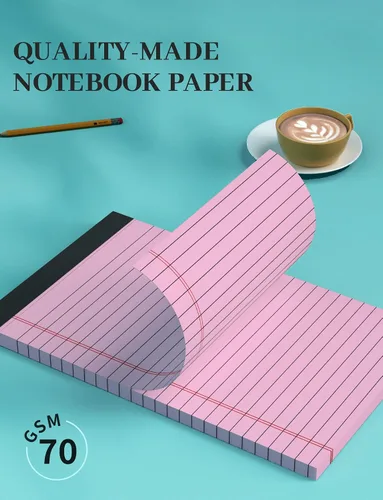 Vista 4 de Blocs de Notas de Color 5x8, Paquete de 48 Blocs Legales Pequeños Rosa 5x8, Blocs de Notas Legales Pequeños con Rayas Universitarias Fácil