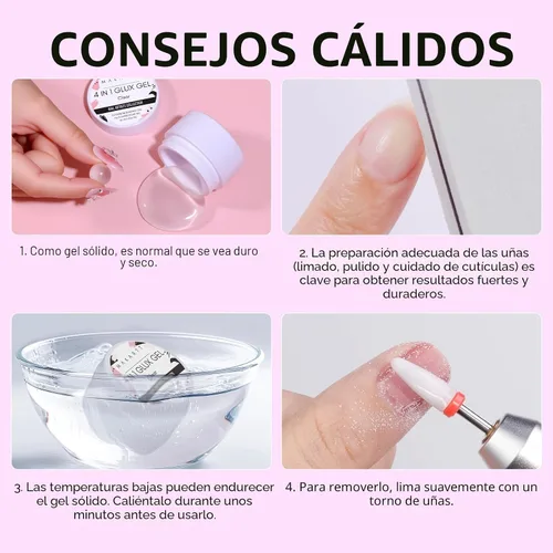 Vista 9 de Makartt Arte de uñas de gel 3D: 4 en 1 constructor de gel sólido transparente para extensión, pegamento de uñas UV para uñas acrílicas, diamantes