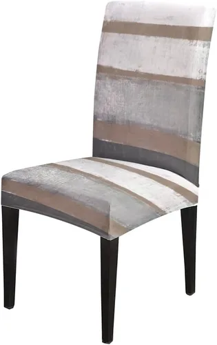 Vista 3 de TOMWISH Juego de 2 fundas para sillas de comedor, color turquesa y gris, fundas elásticas para sillas Parsons, de elastano, lavables, protectores
