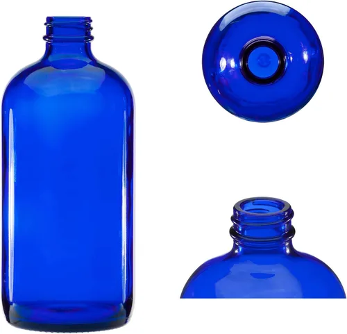 Vista 2 de Mountain West Botella de cobalto con pulverizador (16 oz 5-Pack) Botella redonda Boston de plástico PET con cuello 28-410