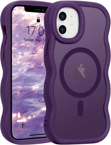 Vista 14 de Pepmune - Funda para iPhone 12 Pro Max con marco ondulado y estructura rígida, color mate claro, cubierta trasera unisex, compatible con Magsafe