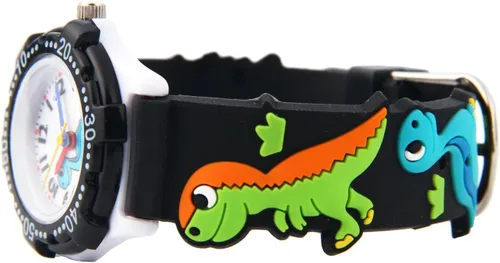 Vista 3 de Jewtme Lindos relojes para niños pequeños de 3 a 8 años analógicos para profesores de tiempo 3D, correa de silicona de dibujos animados para niñas