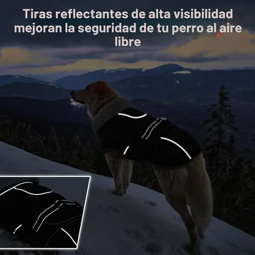 Vista 3 de Lelepet - Abrigo de forro polar ajustable para perro, chaqueta impermeable para perros Windproof Winter Cold Weather Coats with Adjustable Buckle