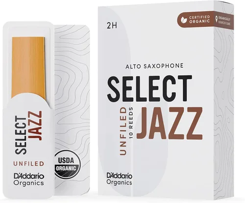 Vista 15 de D'Addario Organic Select Jazz Unfiled - Cañas de saxofón alto, selladas individualmente, 2 medianas, paquete de 3