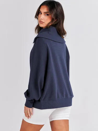 Vista 5 de ANRABESS Sudaderas con capucha para mujer, de gran tamaño, con cremallera de un cuarto, para adolescentes, niñas, ropa de moda Y2K